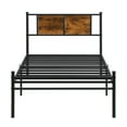 thumbnail image 4 of Nmkwnr Twin Size Wood Metal Platform Bed Frame with Headboard, Perfect for Living Room, Bedroom, Black, 4 of 5