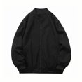 thumbnail image 1 of Man Solid Color Pockets Zipper Loose Baseball Collar Coat, 1 of 8