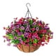 thumbnail image 1 of Cesta colgante de flores artificiales, maceta colgante realista con cadena para plantas C, 1 of 9