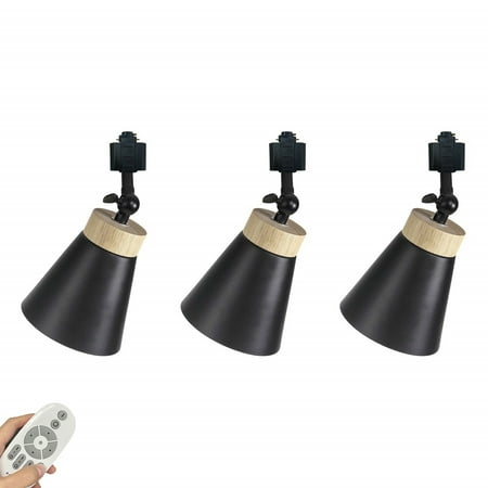 

FSLiving Remote Control Pendant Light H-Type Track Ceiling Light w/Adjustable Angle Metal Shade Dimmable Track Light Fixture for Gallery Kitchen Living Room Office Track Not Included - Black(3 Pack)