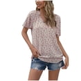 thumbnail image 1 of Blusa de manga corta con cuello en V y estampado informal para mujer a la moda OAVQHLG3B Store  lin121212, 1 of 4