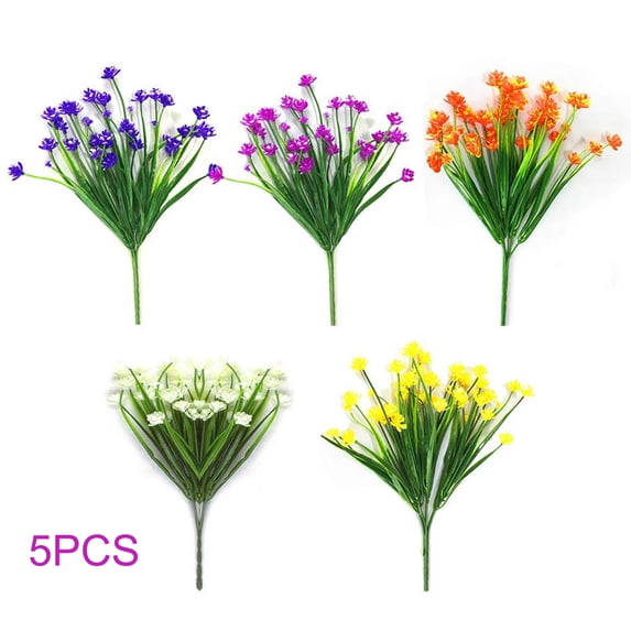 5pcs 7 Forks Artificial Flowers Gypsophila Paniculata Bouquet Indoor Outdoor Simulation Green Plants