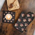thumbnail image 5 of Red Mushroom Cartoon Black Pattern Kitchen Oven Mitt and Pot Holder Sets 2 Pcs for Baking, Cooking and Grilling, Heat Resistant Up To 392 °F, 5 of 7