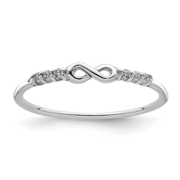 Sterling Silver Rhodium Plated CZ Infinity Ring - Size 8