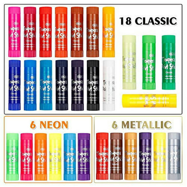 Tempera Paint Sticks, 40 Colors Solid Tempera Paint for Kids, Super Quick  Drying, Works Great on Paper Wood Glass Ceramic Canvas