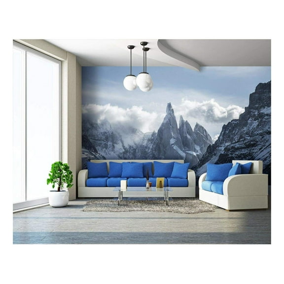 wall26 - Mountain Covered with Snow,Cerro Torre,South America - Removable Wall Mural | Self-Adhesive Large Wallpaper - 66x96 inches
