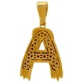 thumbnail image 2 of 925 Sterling Silver Yellow-tone Mens Women CZ Dripping Letter Name Personalized Monogram Initial a Charm Pendant 42.5x21, 2 of 2