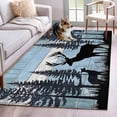 thumbnail image 3 of 3x5 Washable Area Rug, Black Elk Non-Slip Rectangle Rug for Living Room Bedroom, Navy White Wood Grain Forest Mountain Animal Indoor Low Pile Floor Mat for Home Decor, 3 of 9