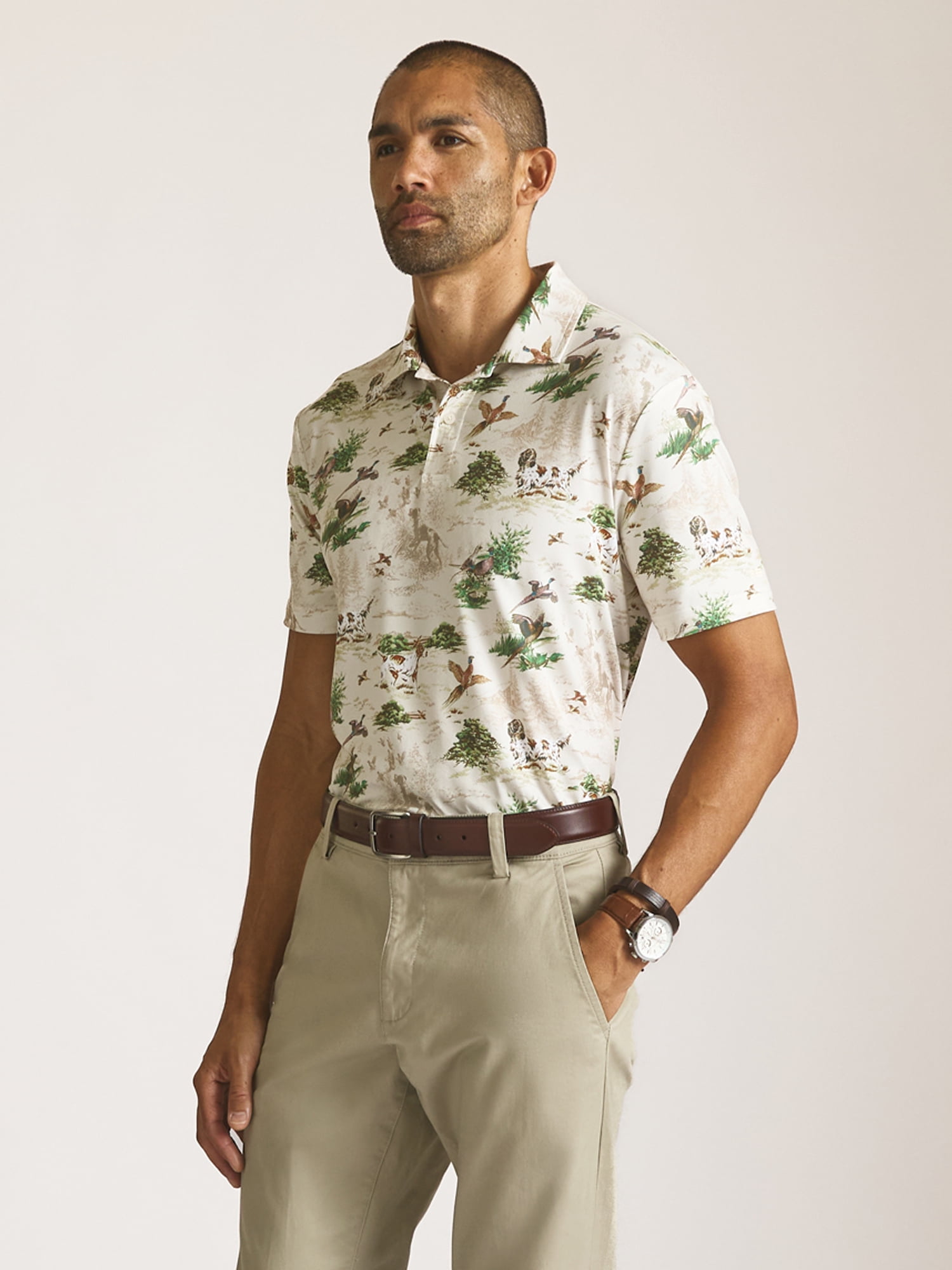 Chaps Men’s and Big Men’s Everyday Performance Printed Polo, Sizes S–2XL