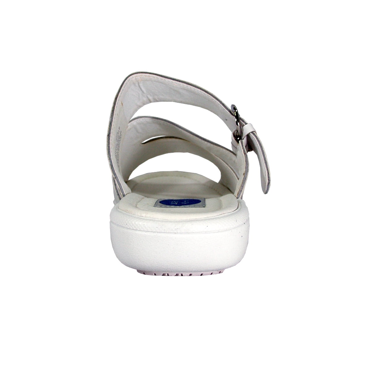 24 HOUR COMFORT Edna Women's Wide Width Leather Slide Sandals with Buckle WHITE 5.5