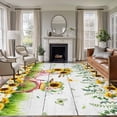 thumbnail image 2 of Spring Sunflowers Area Rugs Collection 5'x7', Country Bicycles Yellow Flowers Wooden Non Slip Indoor Rectangle Throw Runner Rug Floor Mat Carpet for Living Room Dining Table Bedroom Nursery, 2 of 9