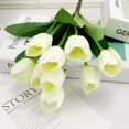 thumbnail image 2 of Ventas promocionales, 4X flores artificiales, simulación de ramo de 9 cabezas, tulipanes falsos, flores de boda, plantas, centros de mesa, decoración, blanco leche, 2 of 5