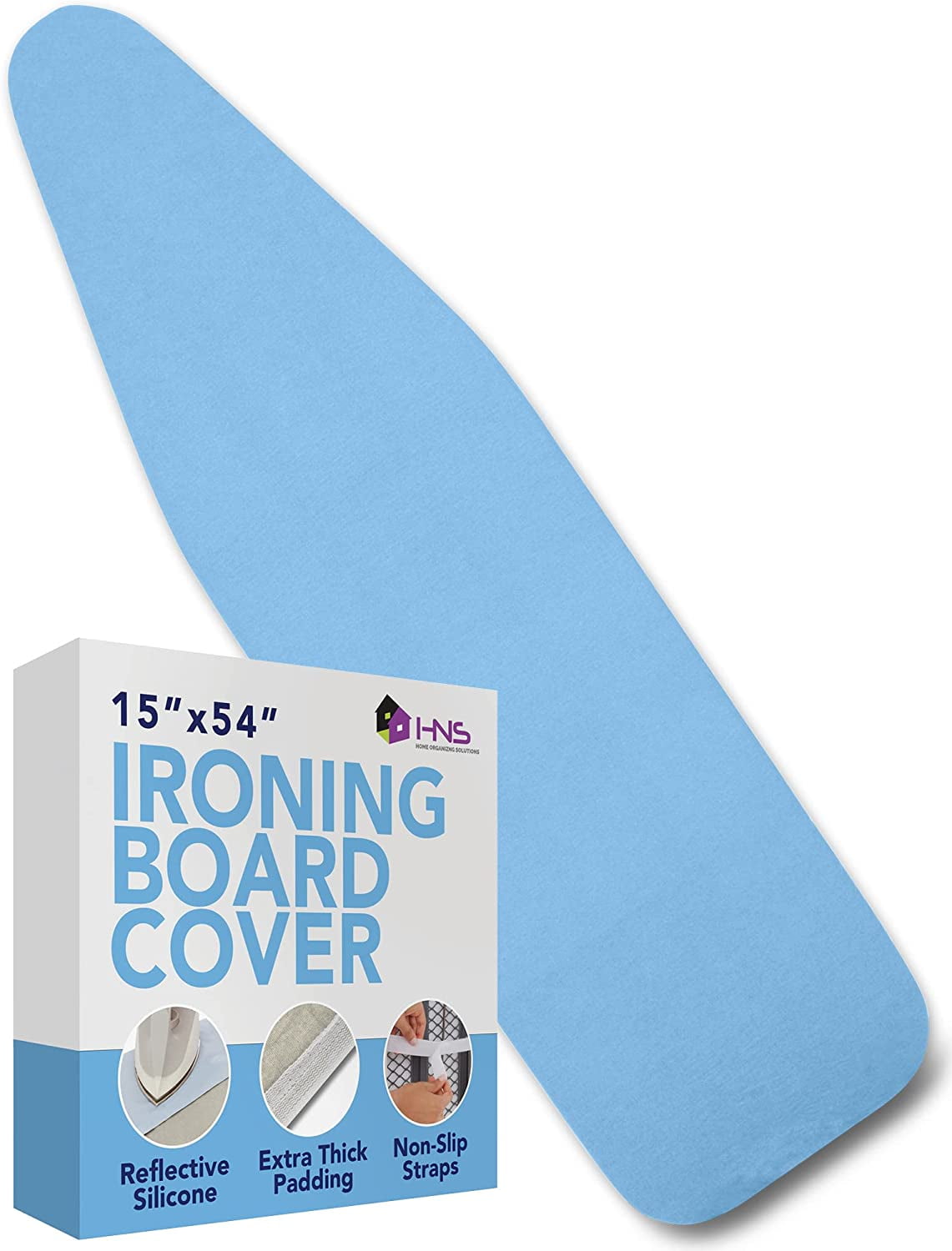 Hold N' Storage Ironing Board Cover and Pad, Large Fits All Standard Sizes 15" x 54" - Blue