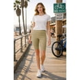 thumbnail image 5 of 3 Pack Women's 9" Pull On Bermuda Shorts Side Slit Jean Style Casual Elastic Waist Knee  Length Shorts Size  S-3XL, 5 of 6