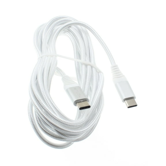 For LG V60 ThinQ Phone - 10ft USB Cable, Type-C [C-to-C] Charger Cord Power Wire Sync Braided Fast Long White for LG V60 ThinQ 5G