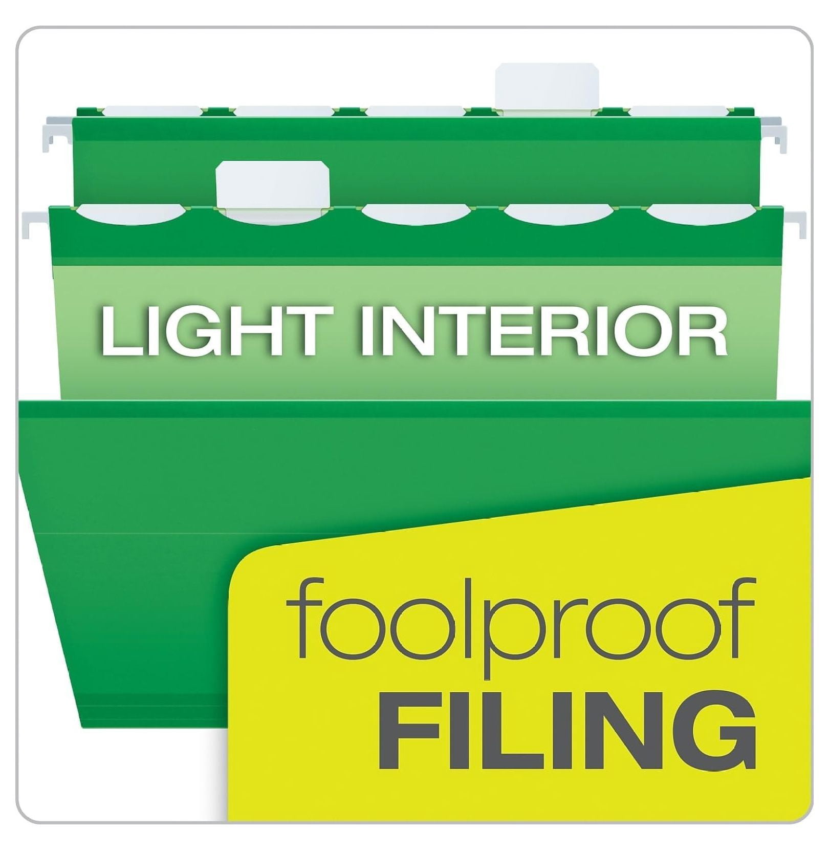Hanging File Folders Letter Size, Bright Green - Ready-Tab Reinforced, 5 Tab, 25 Count