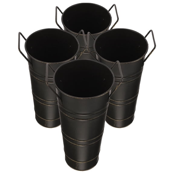 MOKKHNB 4Pcs Farmhouse Style Vintage Galvanized Metal Flower Buckets with Handles for Indoor Outdoor