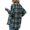 thumbnail image 3 of SHIBEVER Womens Blouse Long Sleeve Oversized Flannel Plaid Soft Button Down fashion Shirt Roll Up Plaid tops, 3 of 4