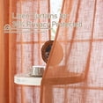 thumbnail image 5 of Burnt Orange Linen Curtains 54 Inch Length 2 Panels, Light Filtering Panels Back Tab and Rod Pocket Country Decor Drapes for Bathroom/Window/Bedroom, 52 x 54 Inch, 5 of 9