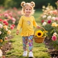 thumbnail image 2 of Aideaone Girls Outfit Fall 2 Pcs Clothes Sets Long Sleeve Ruffle Hem Shirt Floral Pants for Kids Size 3-8, 2 of 6