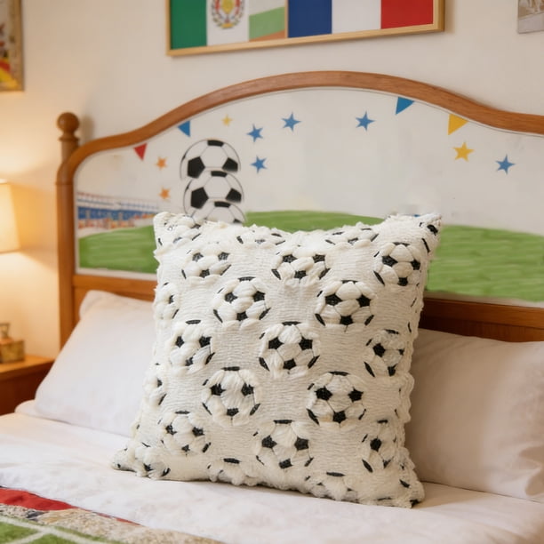 Funda de cojín decorativa con diseño de fútbol | Apoya el espíritu del día del partido | Decoración para sofá y dormitorio | Accesorio para aficionados al deporte