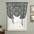 thumbnail image 2 of Blue Boho Tie Up Curtains for Windows, Adjustable Balloon Window Shades, Vintage Ethnic Tribe Abstract Art Floral Kitchen Window Treatments Farmhouse Short Curtains with Rod Pocket 42"x45", 2 of 8