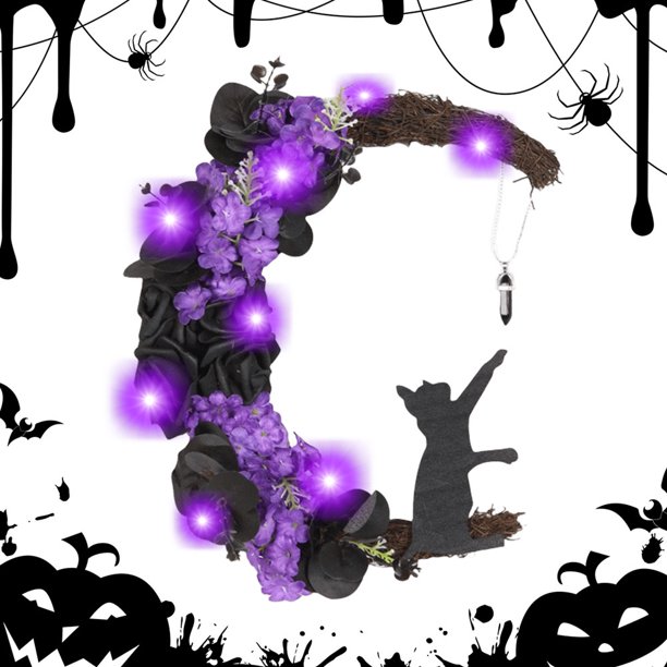 Coronas Gato Y Halloween Corona Con para Puerta Delantera Color