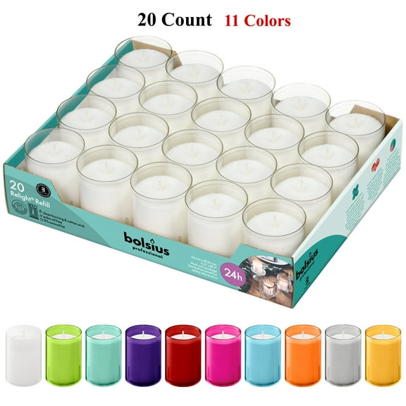 Bolsius Votive Candles 2" X 2.75" Unbreakable Clear Plastic Cups 20 Pack