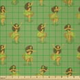 thumbnail image 2 of Ambesonne Hawaii Fabric by the Yard Microfiber, Traditional Dancing Ladies, 1 Yard, Chocolate Green and Orange, 2 of 4