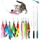 thumbnail image 1 of Juguete de plumas para gatos, 2 piezas de varita retráctil para gatos y 10 piezas de repuesto con recambios de campana, atrapasueños interactivo y ejercicio divertido para gatitos o gatos., 1 of 7