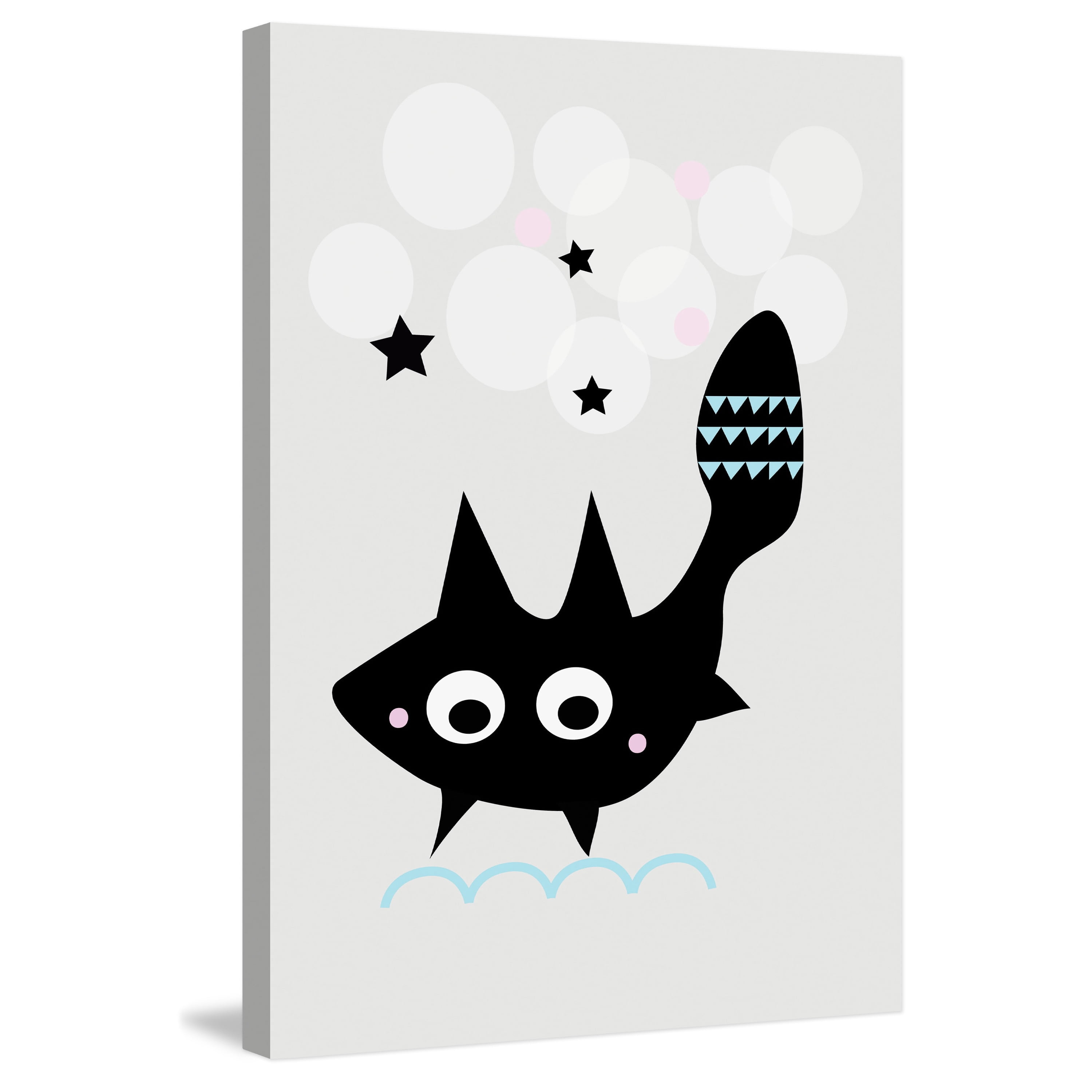 Marmont Hill "Black Star Cat" by Katarina Snygg Painting Print on Wrapped Canvas