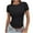Black, variant on Womens' Stretchy Ribbed High Neck Short Sleeve Gym Workout Slim Fitted Casual Full Length Top T-Shirt White 4(S)