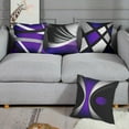 thumbnail image 3 of Set of 4 Purple Throw Pillow Covers Modern Abstract Black Grey Stripes Gray White Acrylic Bold Decorative Pillow Cases Home Decor Square 18x18 Inches Pillowcases, 3 of 6