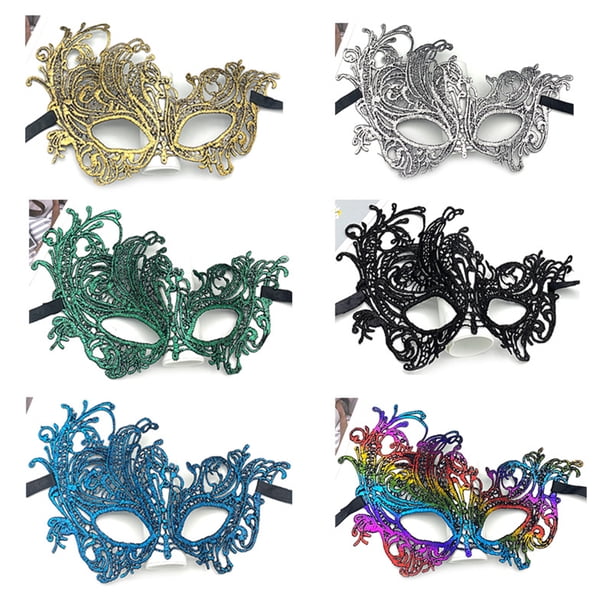 6 máscaras de encaje para fiesta de máscaras de mujer, máscara de media cara, decoración para Halloween y Cosplay.