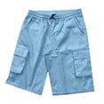 thumbnail image 4 of Cotton Cargo Shorts for Men Elastic Waist Drawstring, Relaxed Fit Side Multi-Pocket Lightweight Breathable Summer Work Shorts for Outdoor Hiking Travel Casual Wear, S-4XL, 4 of 5
