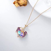 SOULMEET Dragon Necklace 925 Sterling Silver Heart Shaped Crystal Pendant Anniversary Jewelry Gifts for Women Mother Daughter Nana Birthday Gift