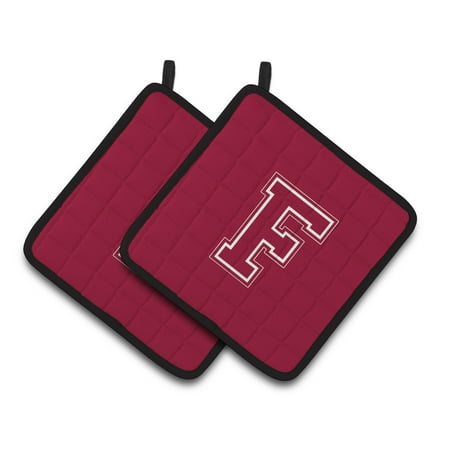

Carolines Treasures CJ1032-FPTHD Letter F Initial Monogram - Maroon and White Pair of Pot Holders 7.5HX7.5W multicolor