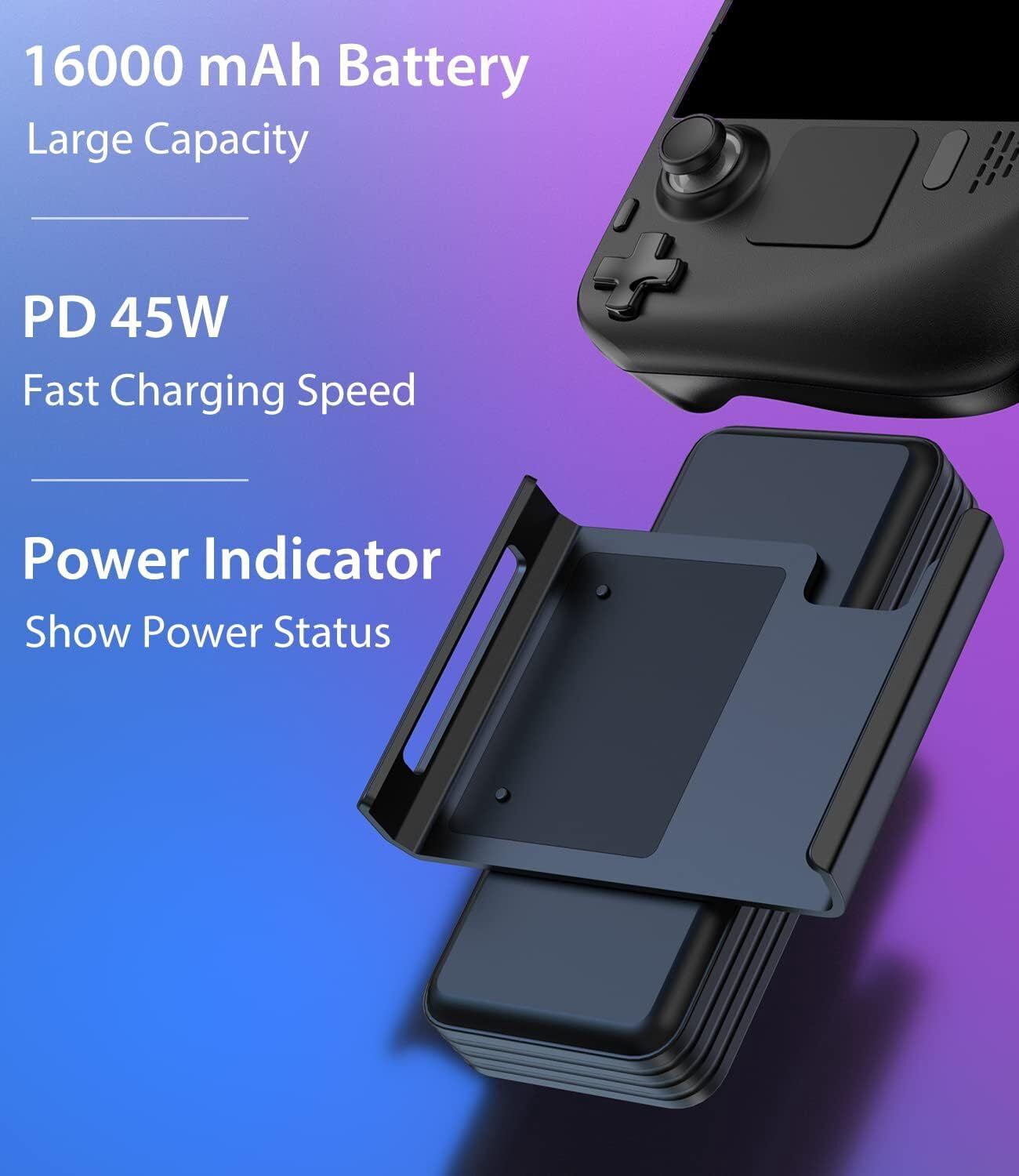 SiWiQU 20000mAh Magnetic Power Bank for ROG Ally, 45W PD Fast 3.0 Charging Portable Battery Bank, External Battery Pack with Detachable Magnetic Back & Dual