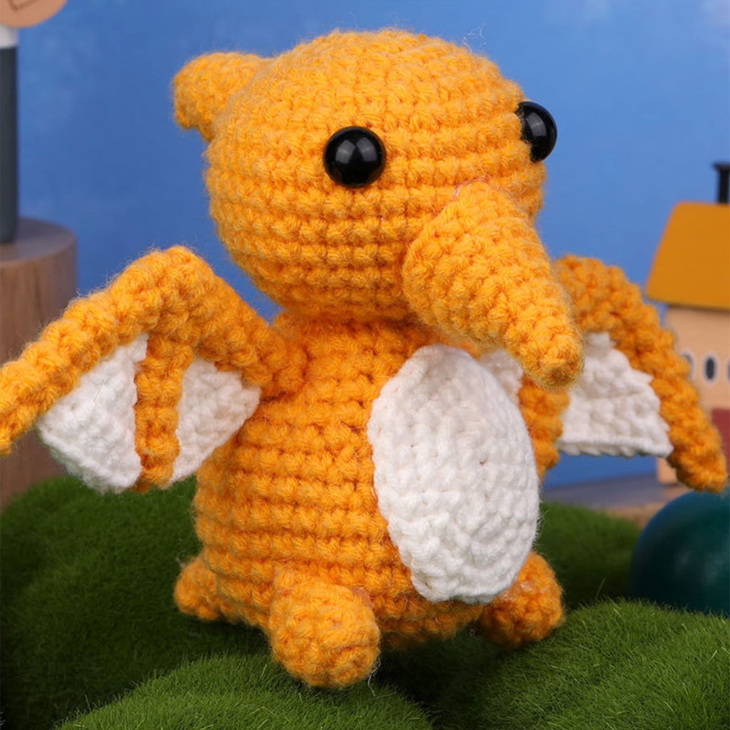 Crochet Dragon Kits with Yarn, Crochet Hook, Needle, Knitting Marker, Eyes, Needle Threader, Instruction