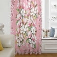 thumbnail image 5 of Pink Orchid Flowers Sheer Curtains 45 Inches Long, Vintage Floral Leaves Plants Spring Light Filering Curtains, Breathable Simi Curtain Privacy Drapes for Kitchen Bathroom Small Window Treatment, 5 of 9