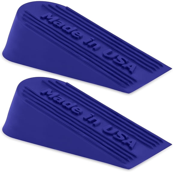 Large Rubber Door Stopper Made in USA - Door Stop Wedge for Carpet, Tile, or Concrete Floor, Door stoppers for Bottom of Door -Heavy Duty for Commercial & Home Use - 6.5 x 2.75 x 1.9 Inches Blue 2PK