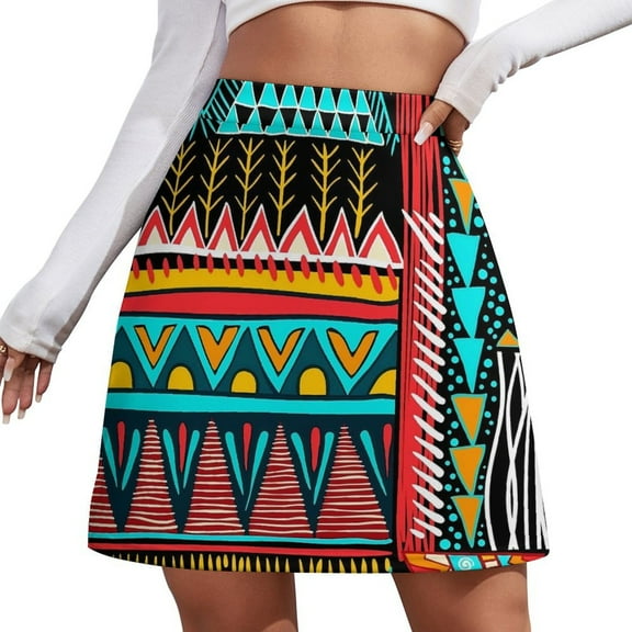 Vintage Ethnic Skirt Summer Red Orange Yellow Harajuku Casual A-line Skirts Cute Mini Skir