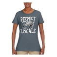thumbnail image 2 of Wild Bobby Respect The Locals Save Our Oceans Turtle Animal Lover Women Graphic Tee, Charcoal, Medium, 2 of 6