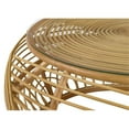 thumbnail image 3 of Pemberly Row Rattan Round Glass Top Woven Rattan Coffee Table in Natural, 3 of 6