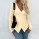thumbnail image 2 of Jersey de manga larga con cuello en V para mujer: top de punto liso, corte ajustado para uso informal/al aire libre, tallas S-XL, 2 of 5