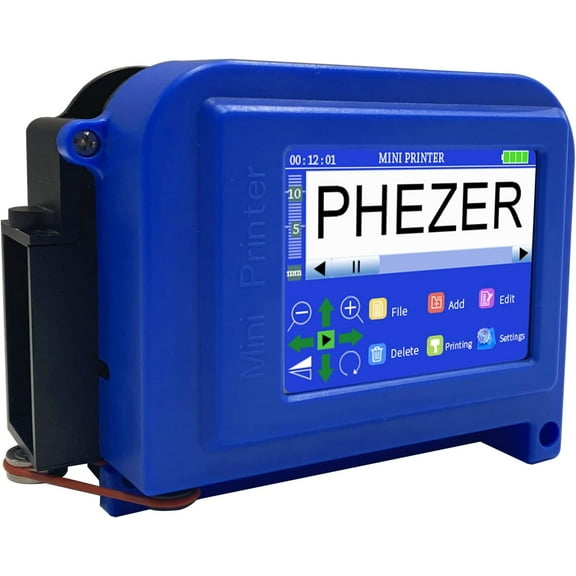 Phezer PC11 Plus Mini Handheld Inkjet Printer for All Materials, 0-25.4mm Label Printer with 1 Ink Cartridge 25 Languages, Portable Pocket Marking Device for Date Time Barcode Logo Image Icons