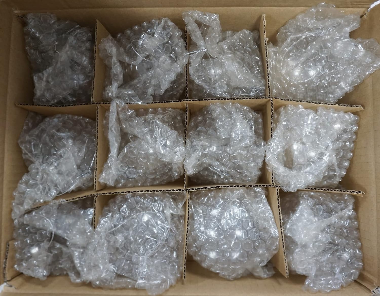 4E's Novelty 12 Pack 3.15 Inch Glass Christmas Ornament Balls - Large 80mm Fillable Clear Ornaments for Crafts Silver Ribbon for Christmas Decor