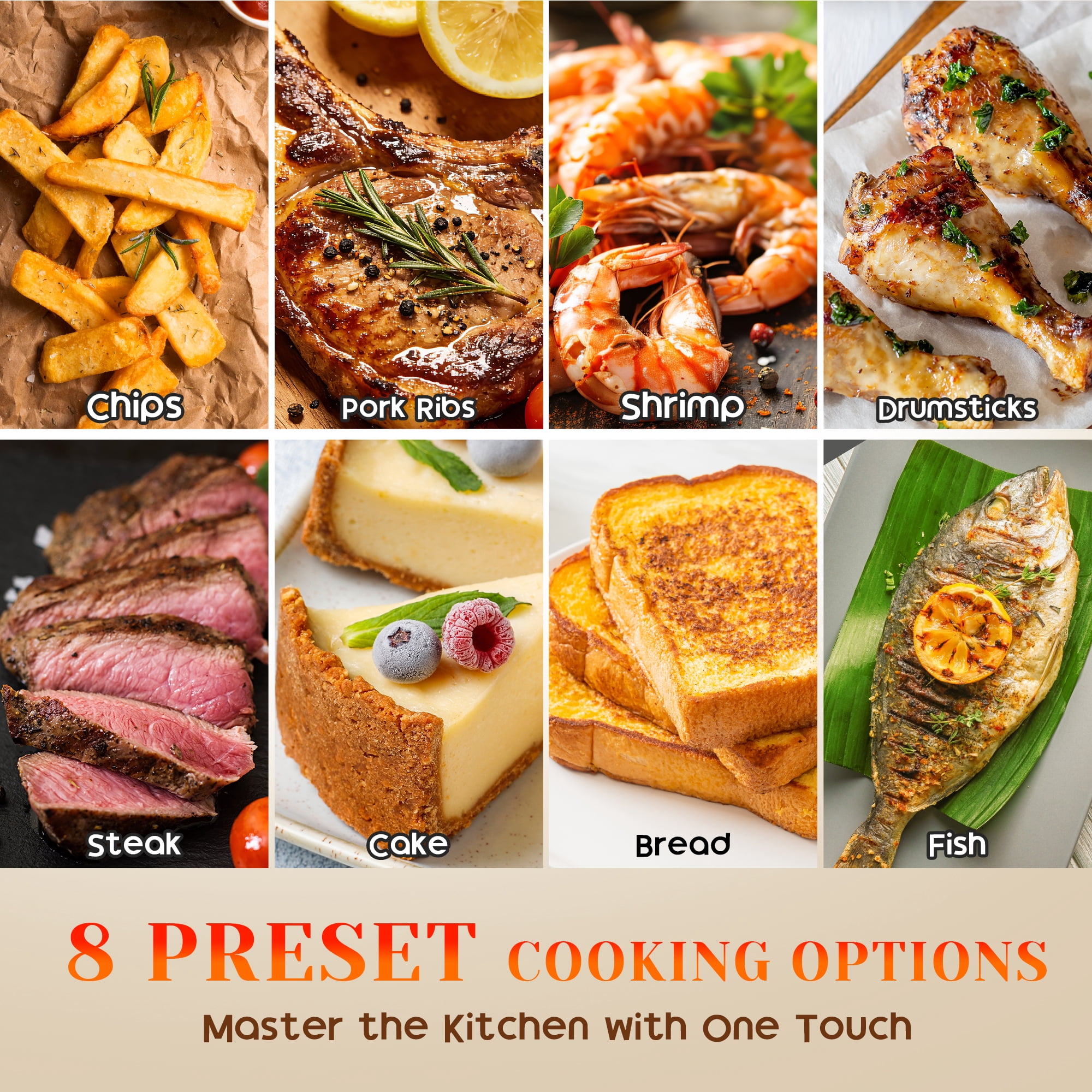 7.5QT Family-Size Air Fryer Oven – 8-in-1 Digital LED Touchscreen, 360° Rapid Air Circulatio, Detachable Grill Plate, Large Viewing Window, Nonstick Basket + 100 Liners, Up to 7 Servings