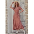 thumbnail image 2 of Vestido largo cruzado con escote en V y estampado floral PRETTYGARDEN para verano talla M, 2 of 8