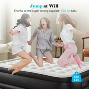 Queen Size 16 Air Mattress with Built-in Pump, Inflatable Bed for Camping & Guests, Blow up Indoor Airbed